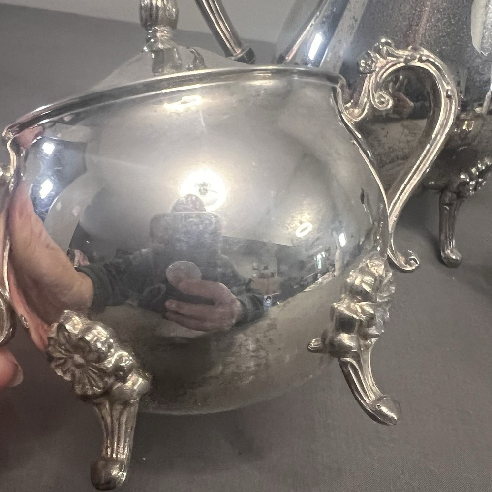 VTG Aged Leonard Silver Plated 3 Piece Tea Set W/ Sugar Dish & Creamer