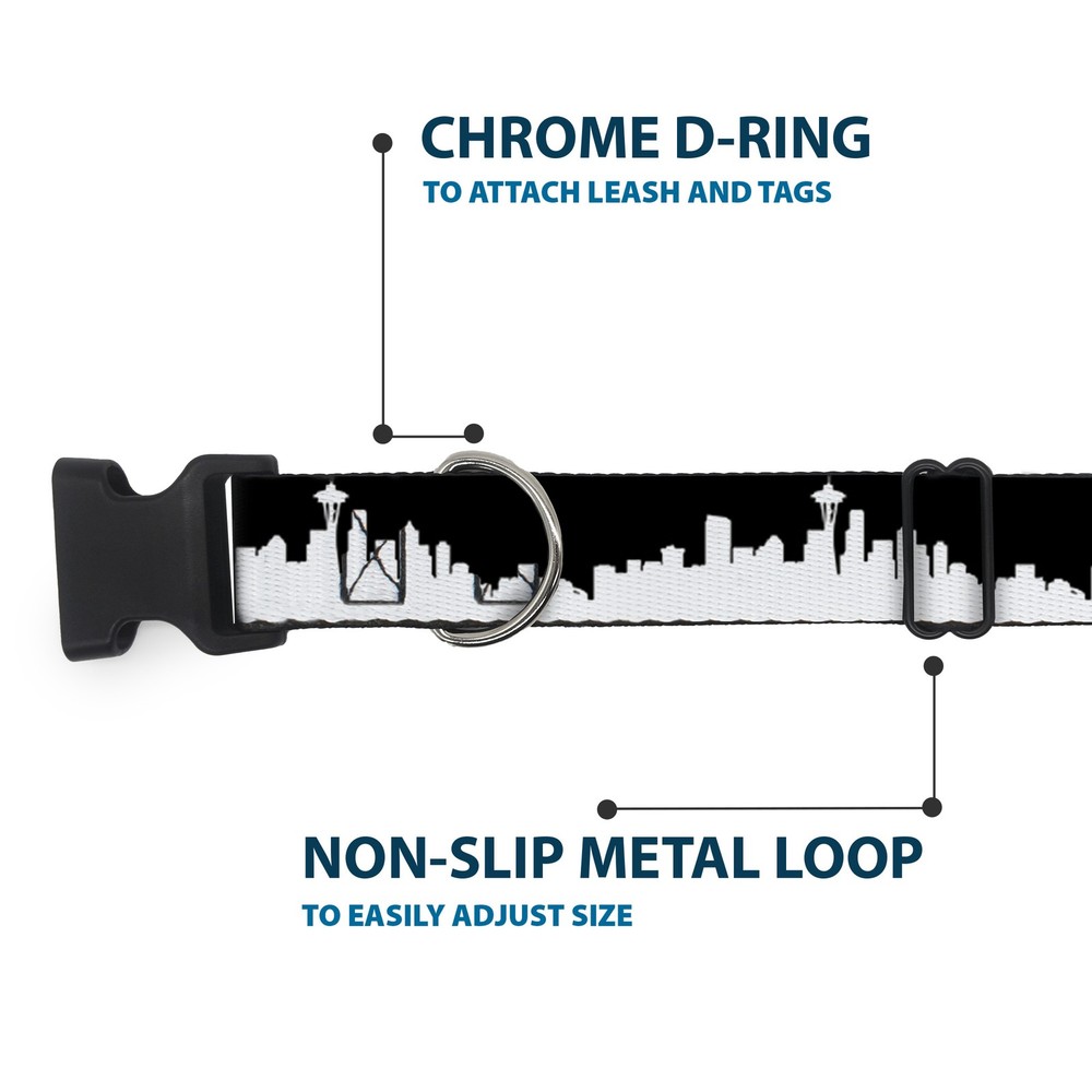 Plastic Clip Collar Seattle Solid Skyline Black/White NARROW-Small 7-8.5"