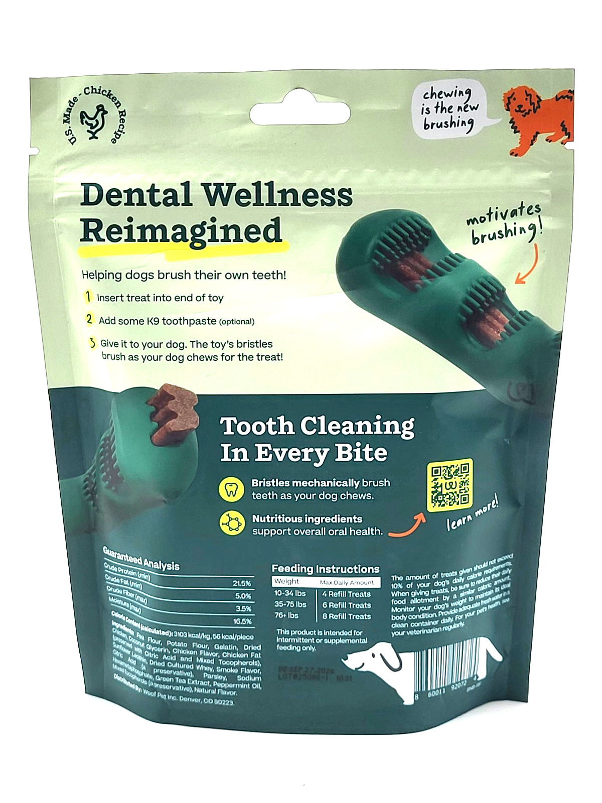 Woof Bite n' Brush Dental Teeth Cleaning Real Chicken Refills for Dog Toothbrush