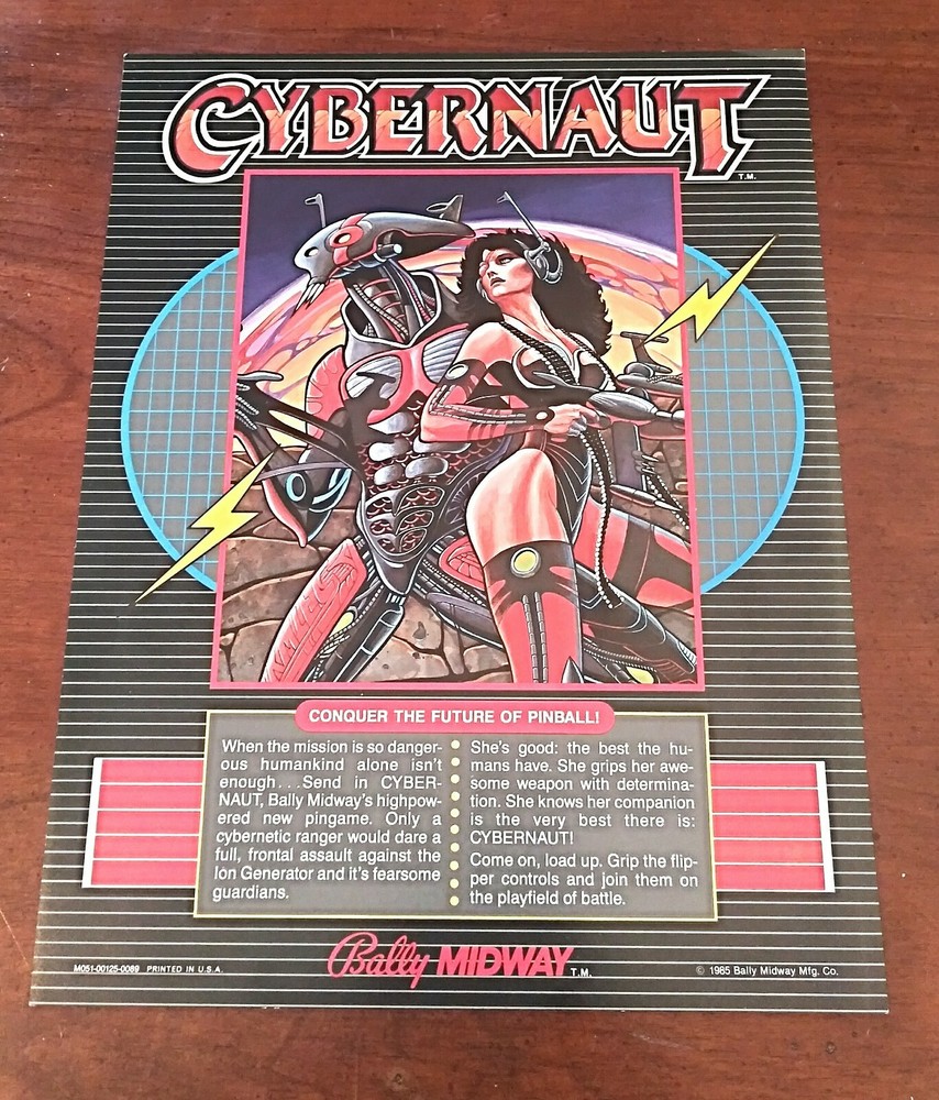 BALLY 1985 CYBERNAUT ORIGINAL PINBALL FLYER NOS NICE!