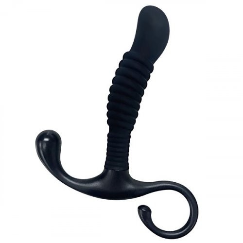 OptiMALE Ribbed Silicone Prostate Massager - Black