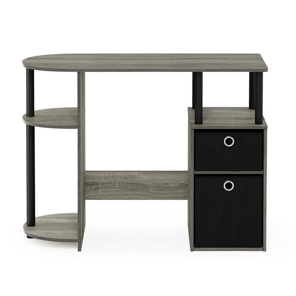 Simplistic Computer Study Desk W Bin Stainless Steel Tubes & Space Saving Design