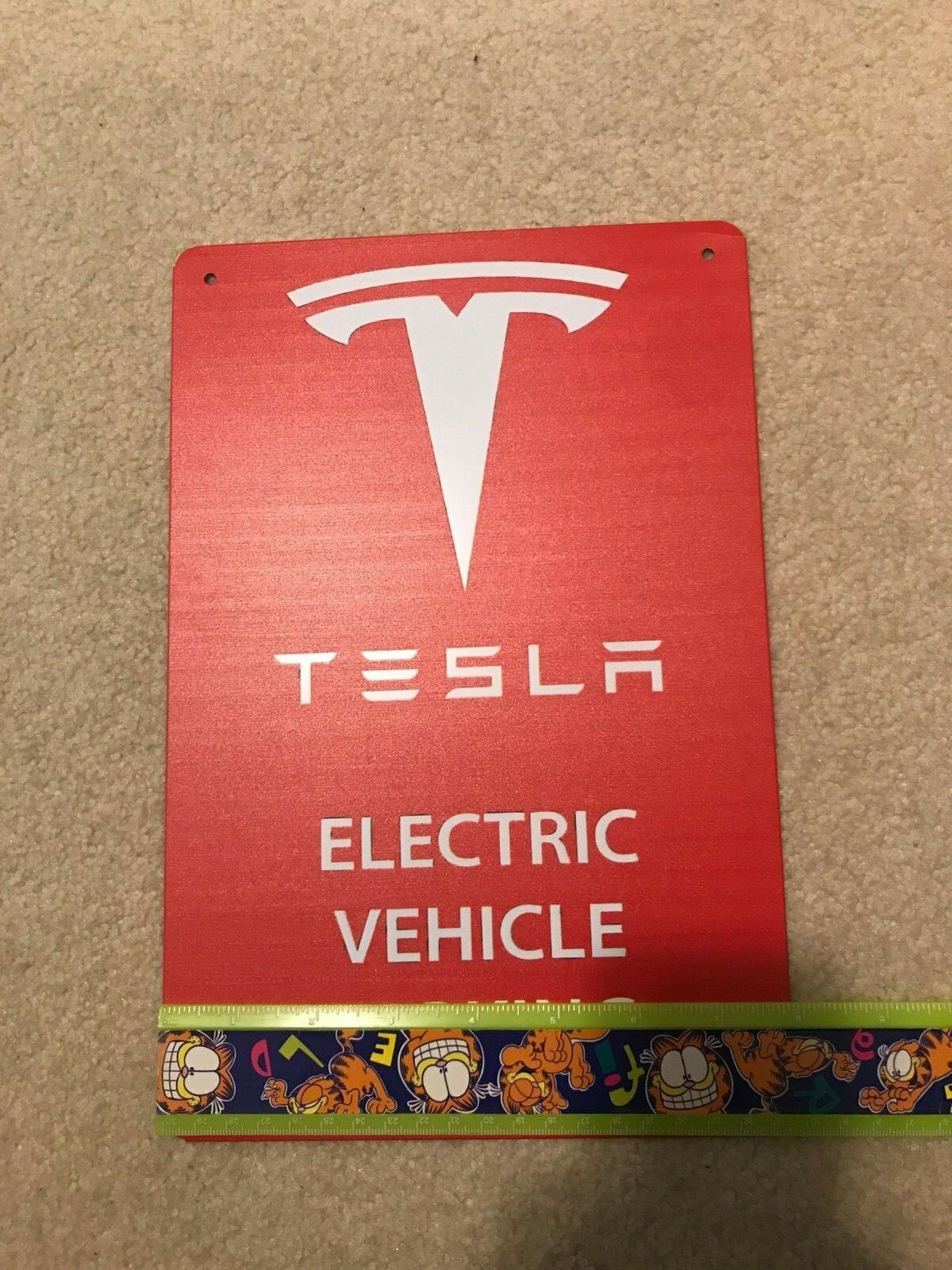 NEW Tesla Logo Parking Sign EV Electric Car on 8"x12" Metal Charging Garage Elon
