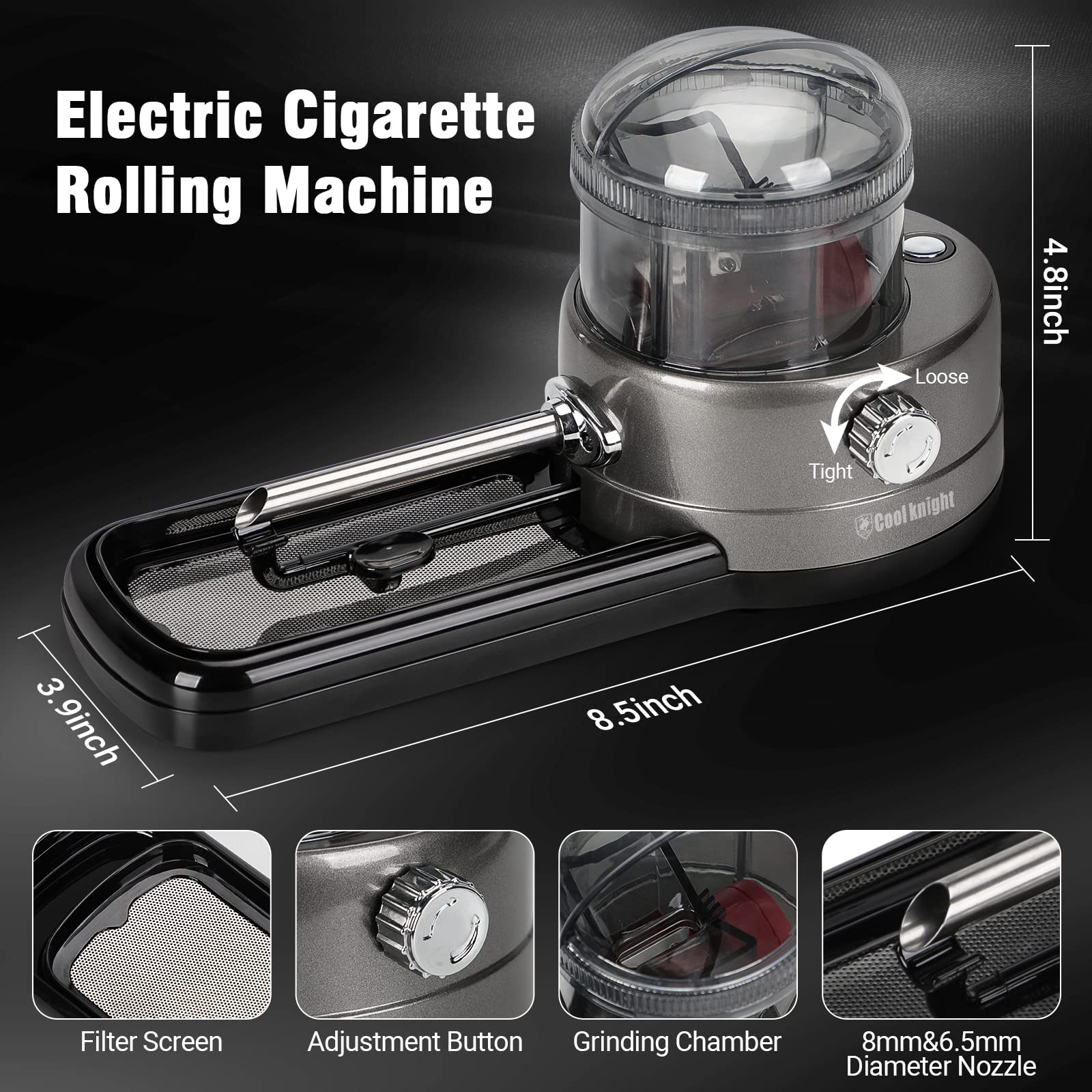 Electric Cigarette Rolling Machine, Portable Tobacco Injector Machine Can Grind