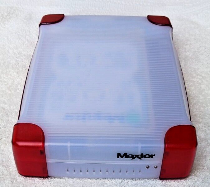 Vintage MAXTOR  External Hard Drive 40GB Untested Red / White