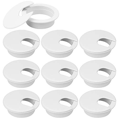 20Pack 2" Black Desk Grommet, Wire Cable Hole Cover Plug Cap Insert, PC White