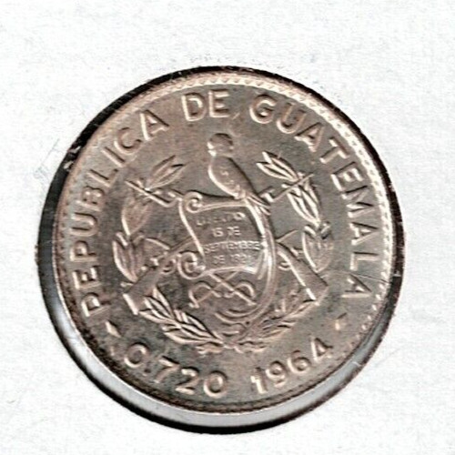 1964 GUATEMALA Uncirculated Silver 10 Centavos Coin!