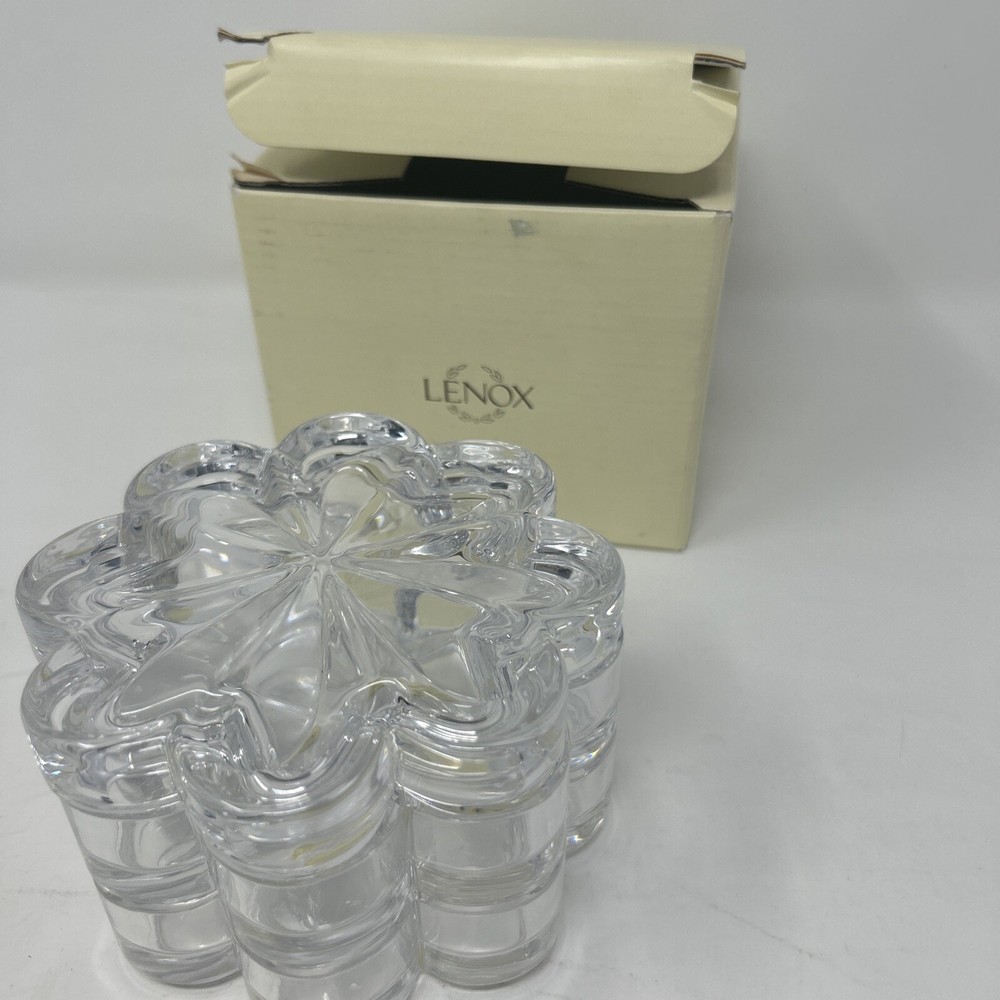 Lenox Wedding Promises 3 Piece Full Lead Crystal Stackable  Flower Box