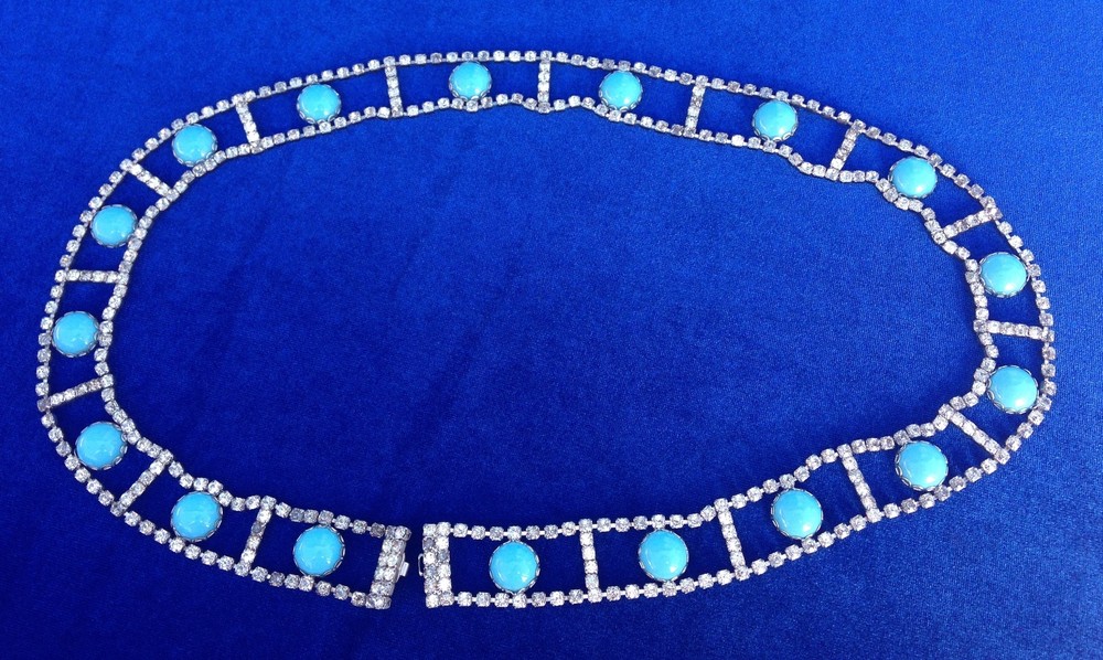 Vintage Rhinestone and Blue Stone Belt