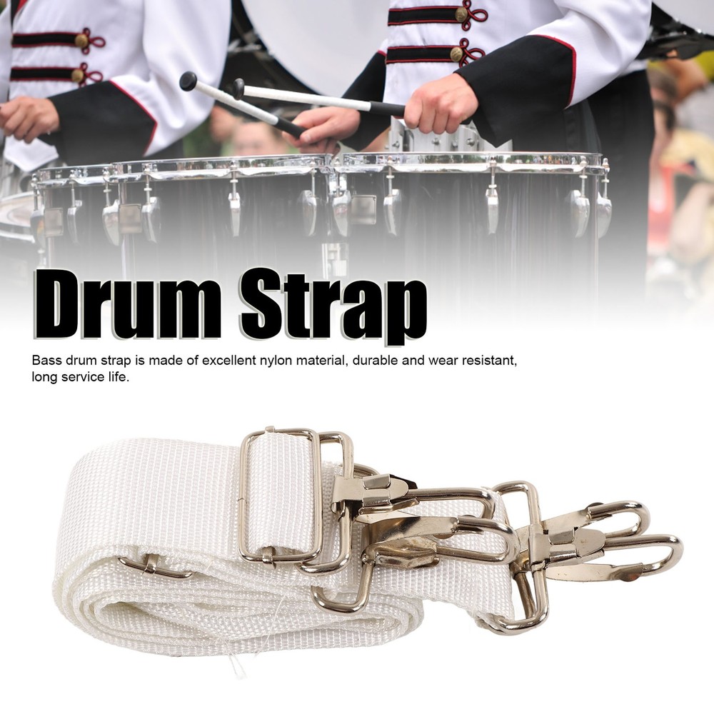 Adjustable White Bass Drum Strap Elastic Comfortable Double Shoulder Belt For Dr