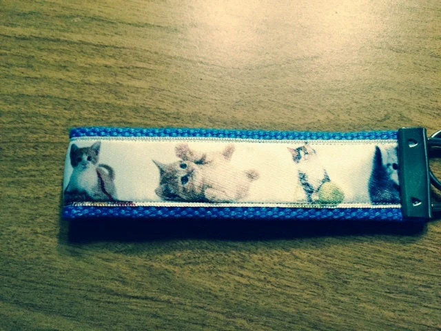 Kitten Mischief Cotton Webbing Keychain/ Keyfob/ Wristlet