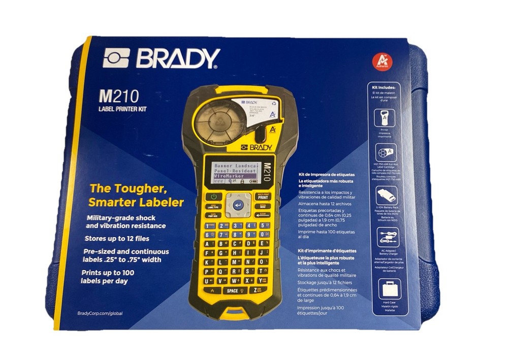 Brady M210 Portable Handheld Label Maker Printer Kit Case & Rechargeable Battery