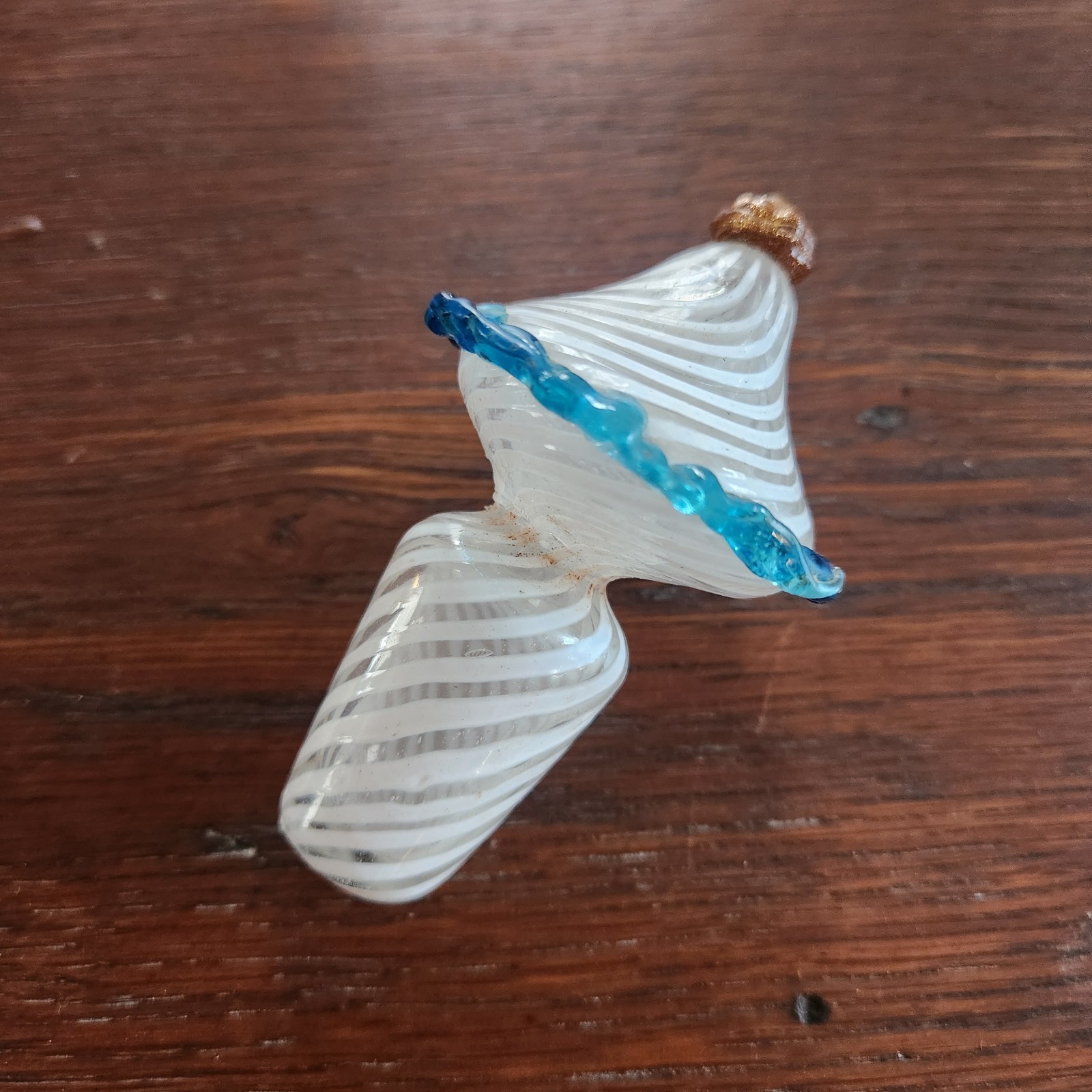 Italian Salviati Vetro a Fili Swirl Blue Rigaree Genie Bottle Decanter 2 Goblets