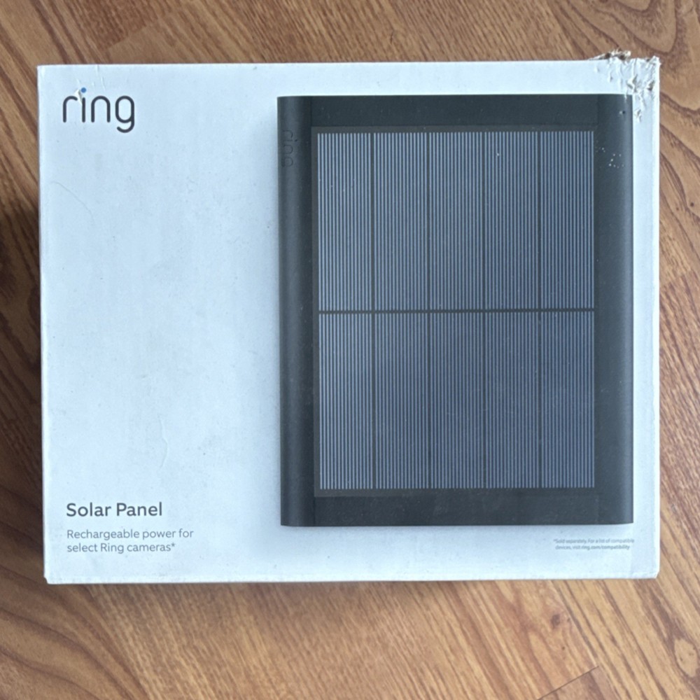 Ring Solar Panel Black Rechargeable Power Versatile Mount for Select Cameras