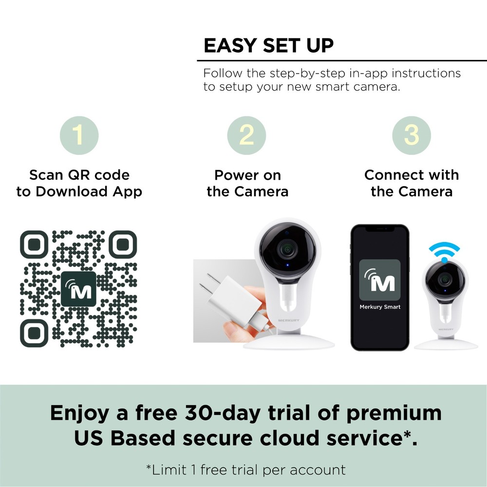 Merkury Smart Indoor Camera 2 Pack, 1080p HD, Motion Detect, Night Vision, Alexa