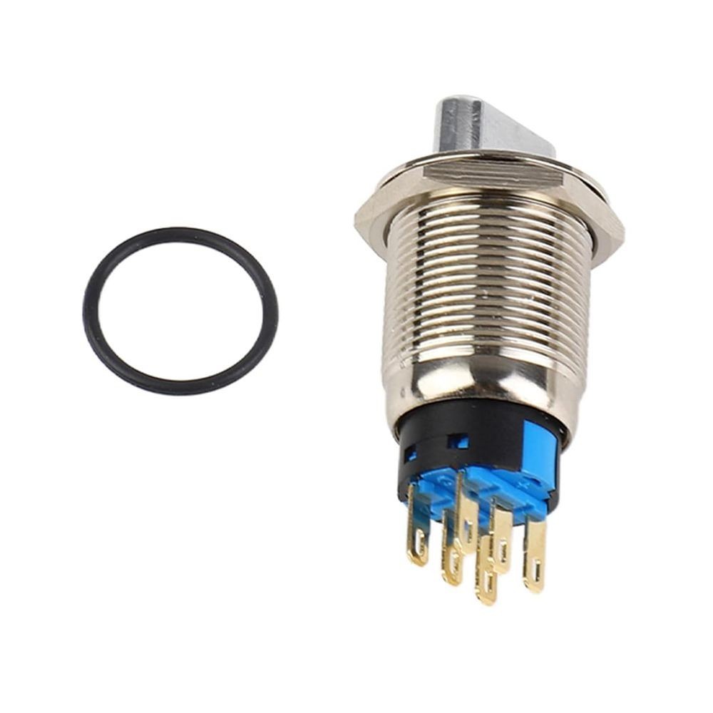 19mm Latching Selector Rotary Switch 3 Positions Metal 12-24V Waterproof C590