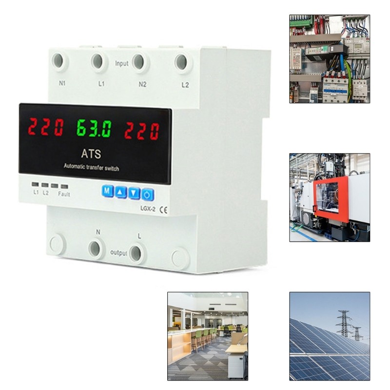 Automatic Double Power Transfer Switches 63A 220V Voltage LED Display