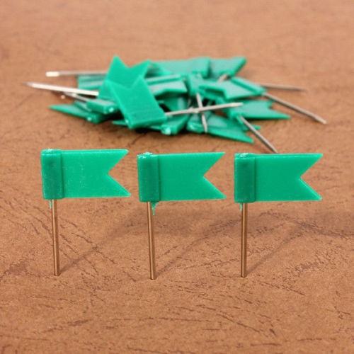 100PCS Flag Marker Shape Map Pins Cork Notice Board Push Assorted Office&Home C