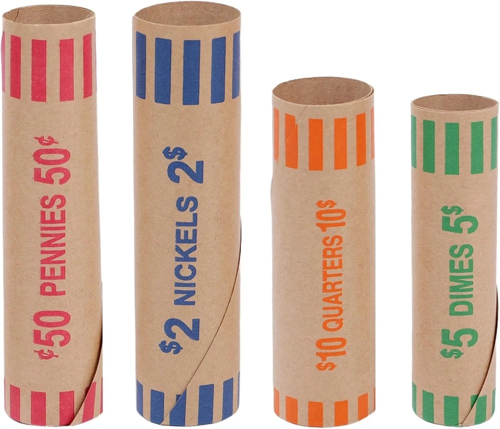 Preformed Coin Wrappers 100 PCS Rolls Assorted for 100