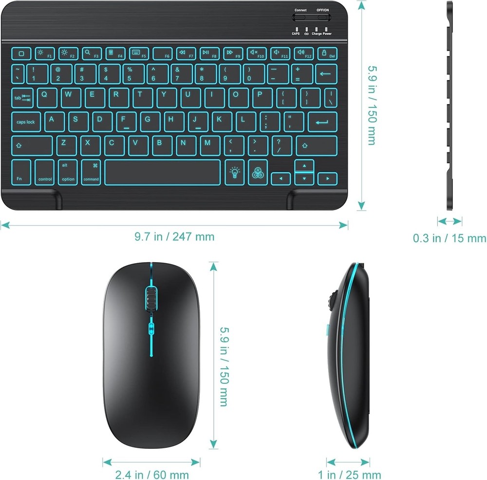 TECURS Bluetooth Keyboard and Mouse Combo for iPad - Rechargeable Wireless Keybo