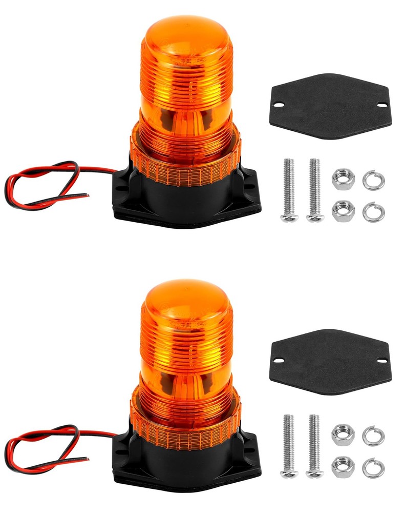 QWORK Amber Led Strobe Lights, Warning Emergency Flashing 2 Pack, Orange