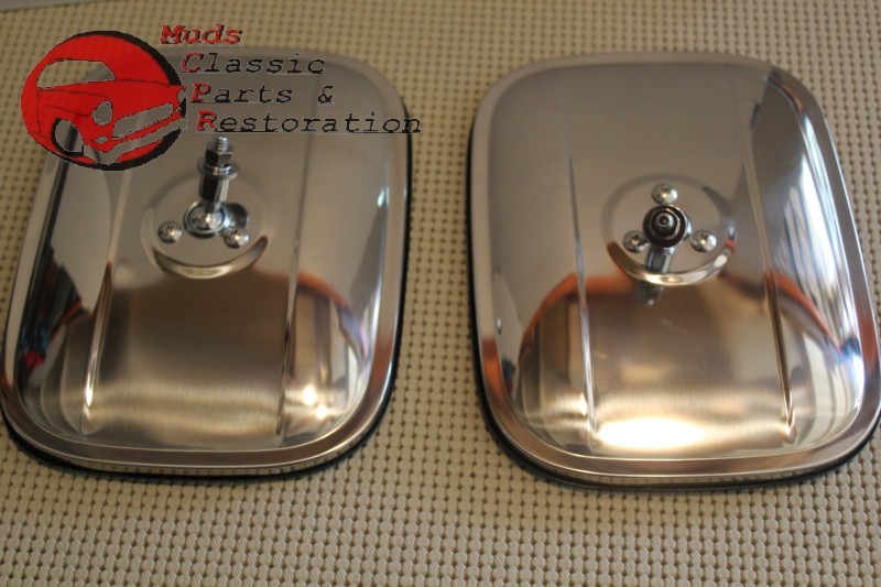 Chevy Truck Stainless Rectangular Rectangle Exterior Side Outside Mirrors 6x7.5"