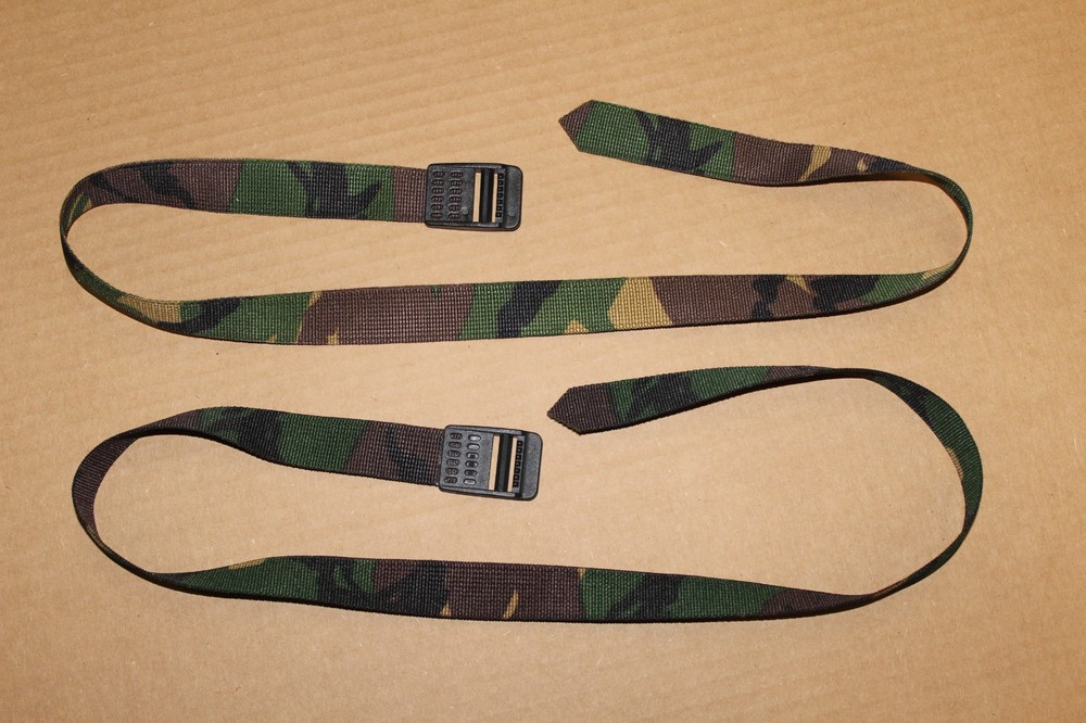 2 Camo nylon Wool Blanket straps, Back pack, Sleeping Pad, bed roll Army #BINy38