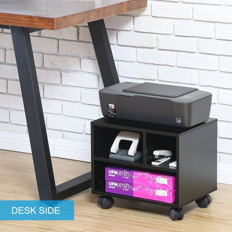 Mobile Under Desk Printer Stand W/ Wheels Storage Space MDF Organization Cart US