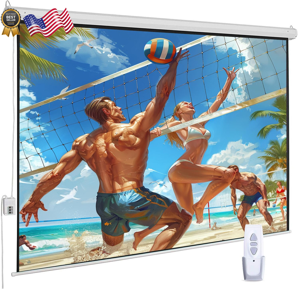 120" Motorized Projector Screen Electric 16:9 Projector Screen with Remote