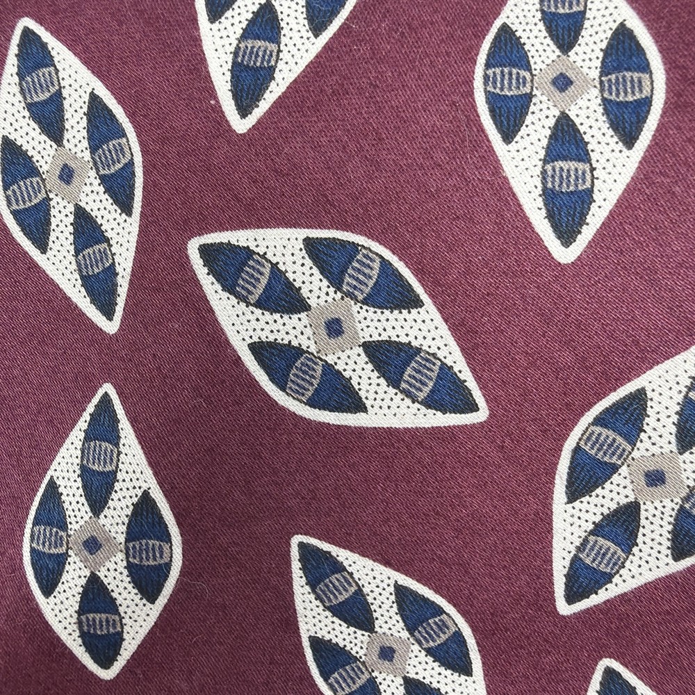 Robert Talbott Tie Maroon Navy Geometric 58”x3 3/4”