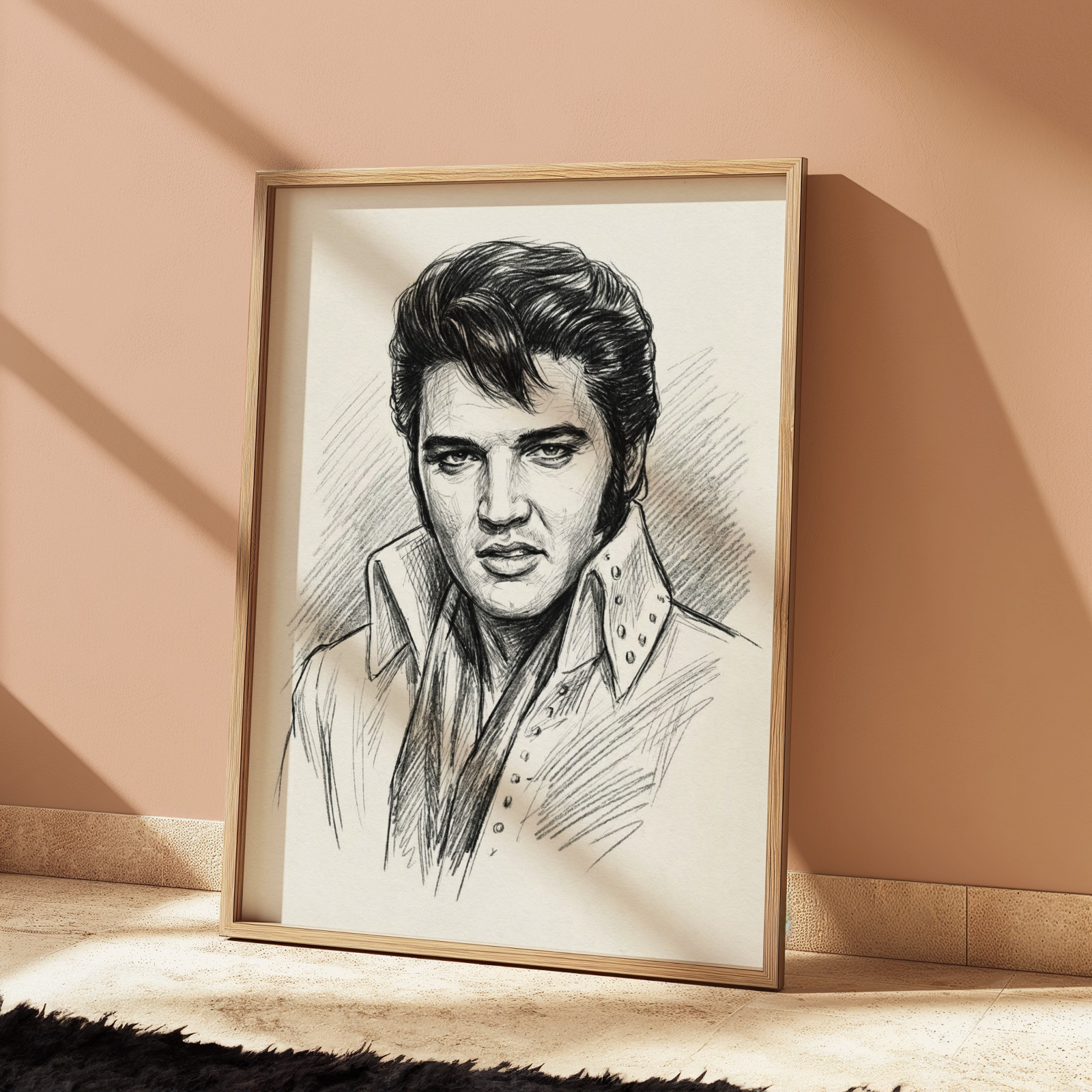 ELVIS PRESLEY DRAWING PRINT PORTRAIT SKETCH 8" x 10" ELVIS PRESLEY WALL ART