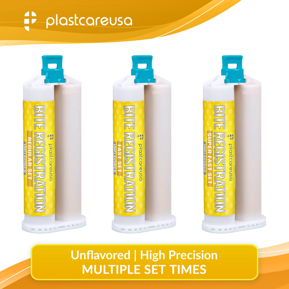 VPS Unflavored Bite Registration Material – Fast Set, 4 x 50ml + 8 Mixing Tips