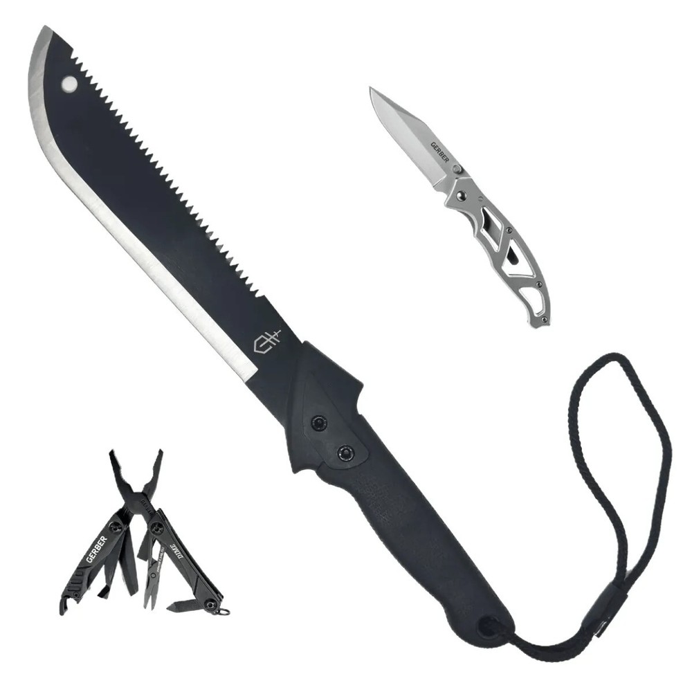 GERBER 3-PIECE COMBO GIFT BOX SET (Paraframe I, Dime Multi-tool & Machete Jr.)