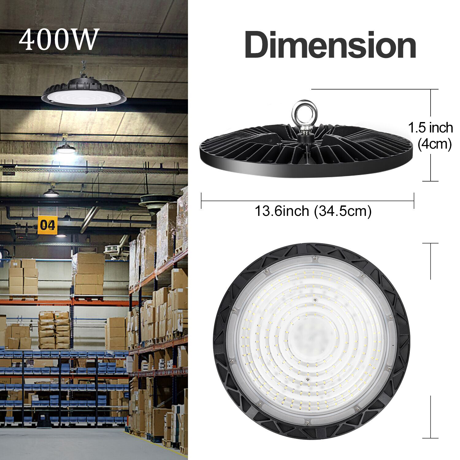 10Pcs UFO LED High Bay Light 400W Commercial Industrial Warehouse Garage Light