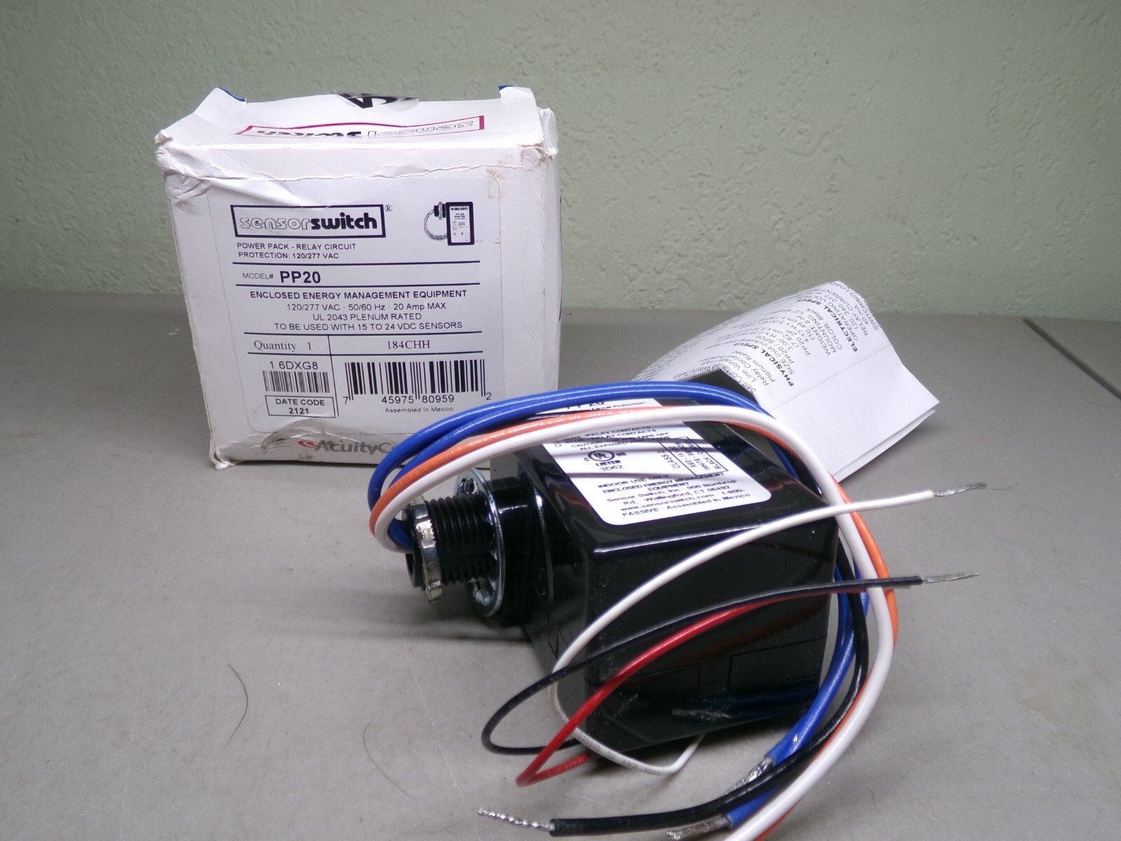 ACUITY CONTROLS PP20 SENSORSWITCH POWER PACK RELAY CIRCUIT