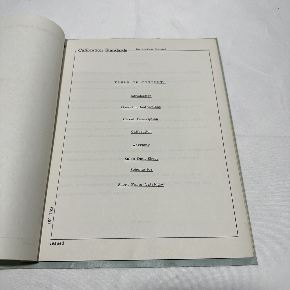 Calibration Standard Model VA-100A Precision Volt-Ampmeter Instruction Manual