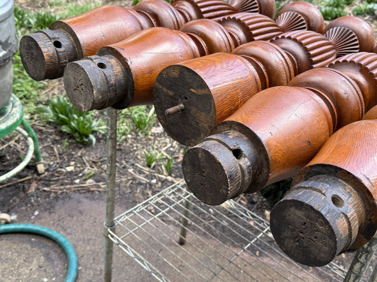 5x Exquisite Antique Wood Fluted Turned Carved Table Legs Victorian Vintage