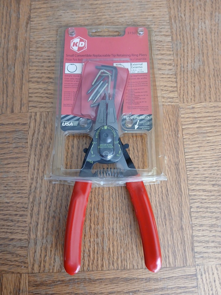 K-D Tools 3150 Pliers Convertible In/Ext Replaceable Tip Retain Ring & L Tips