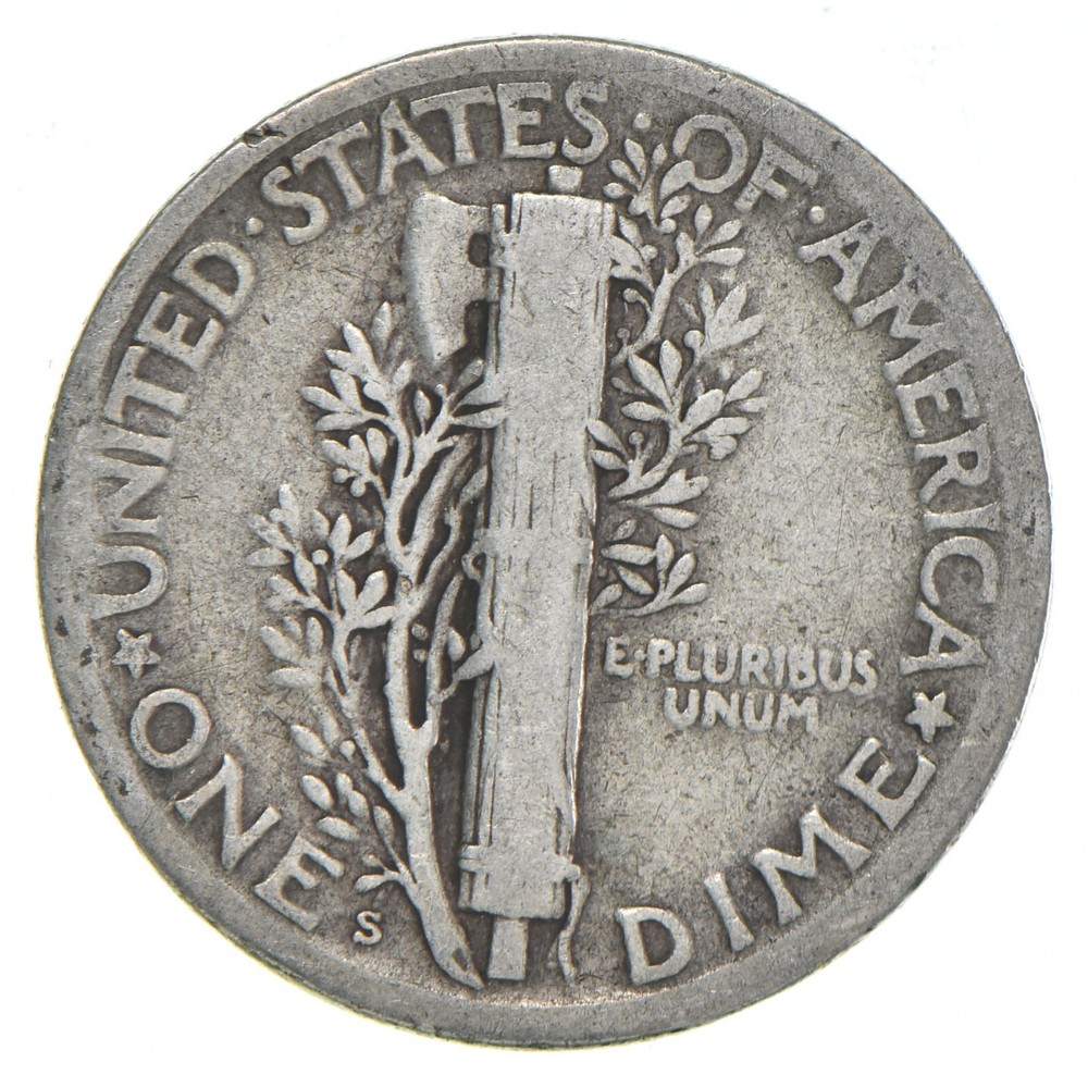 VG+ 1926-S Mercury 90% Silver Dime