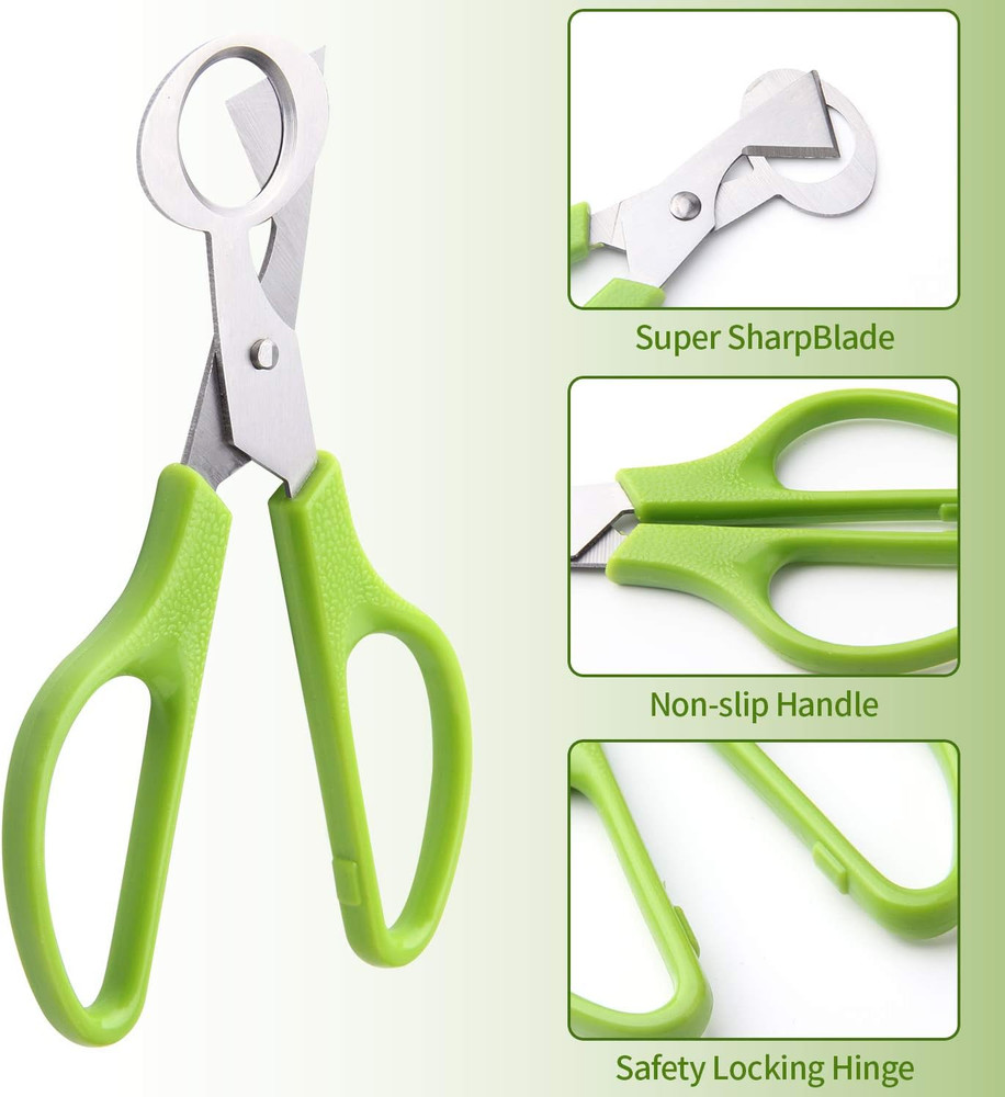 3Pcs Quail Egg Cutter Scissors Kitchen Egg Shears Tool (Green)