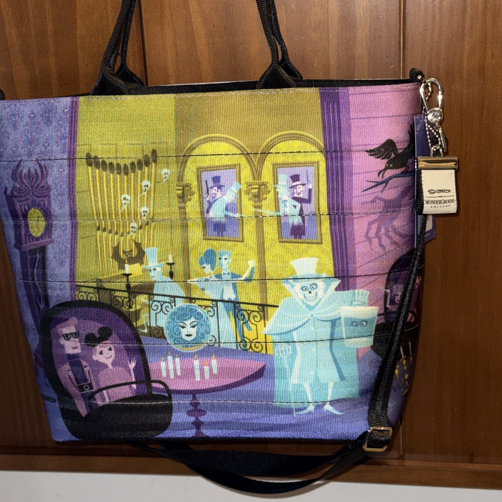 Harveys Seatbelt Disney Haunted Mansion 50th Anniversary Medium Tote Purse