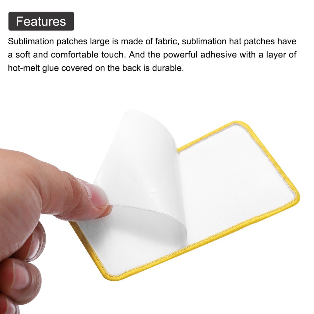 60pcs Sublimation Patch Blank Rectangle White with Yellow Border