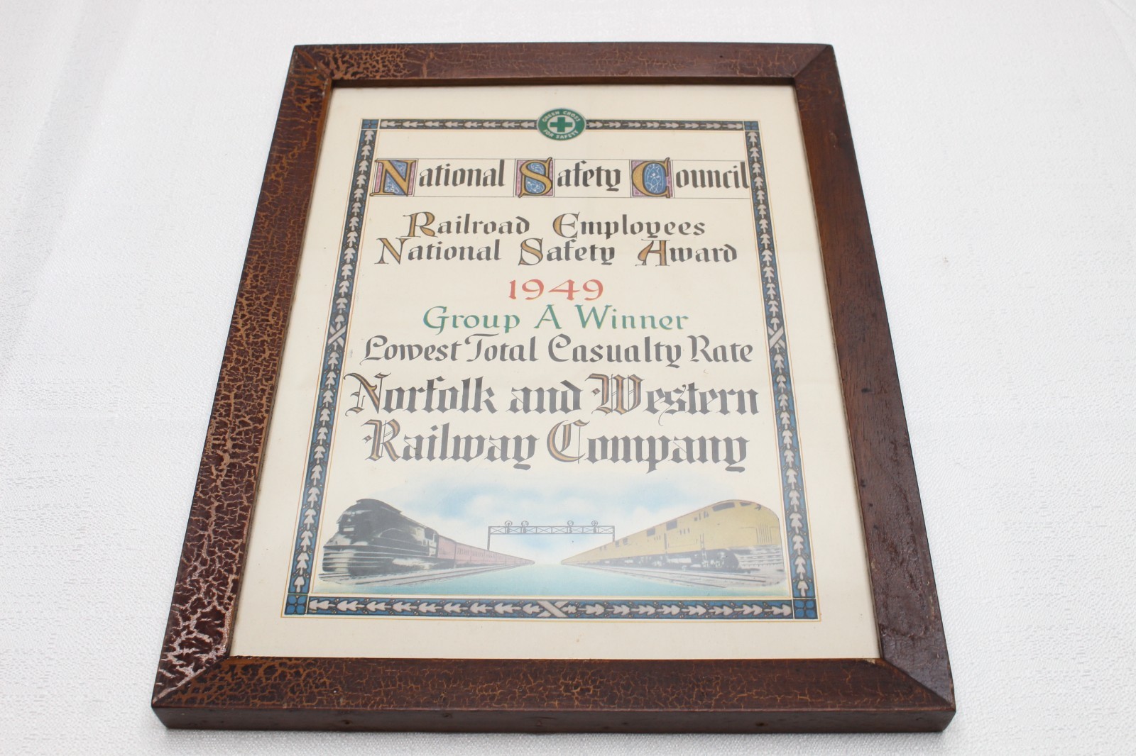 3 NORFOLK AND WESTERN RAILWAY SAFETY AWARD FRAMED CERTIFICATES N&W RAILROAD RY