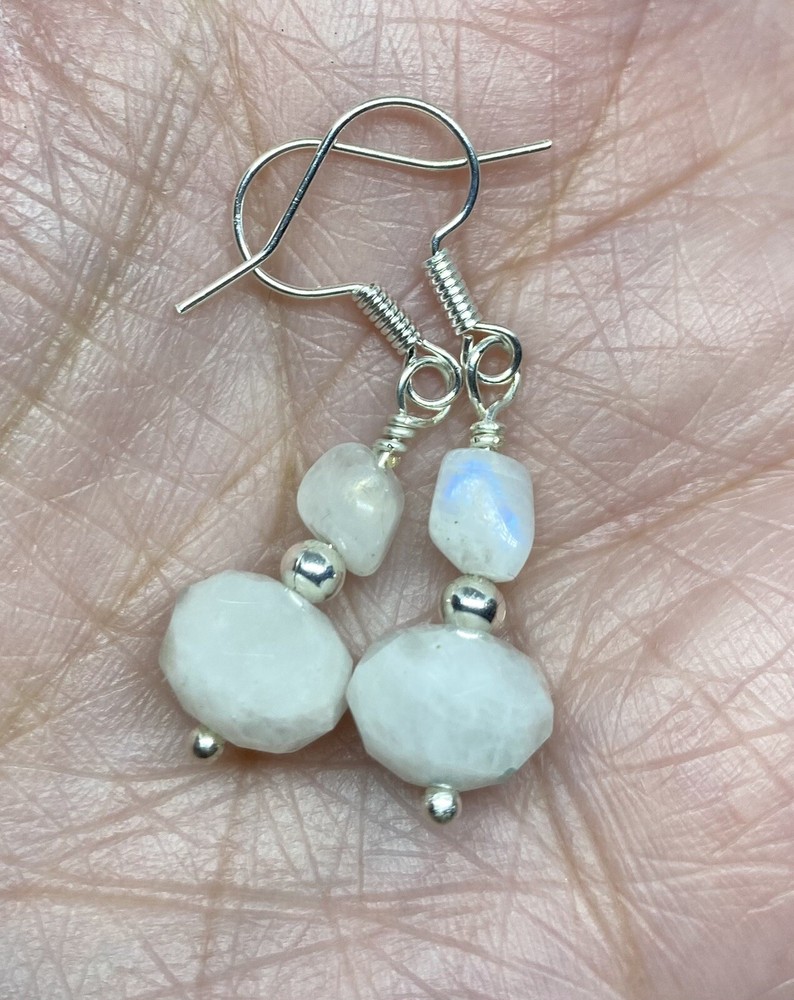Blue Moonstone Genuine Stone Handmade Earrings