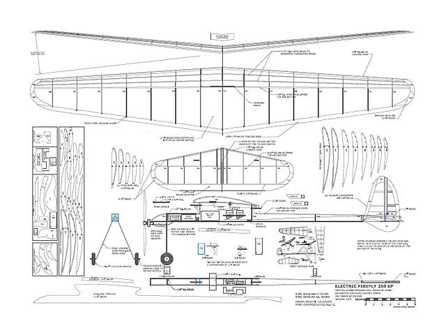 Comet Firefly Electric 46" Wingspan RC Model Airplane Printed Plans & Templates