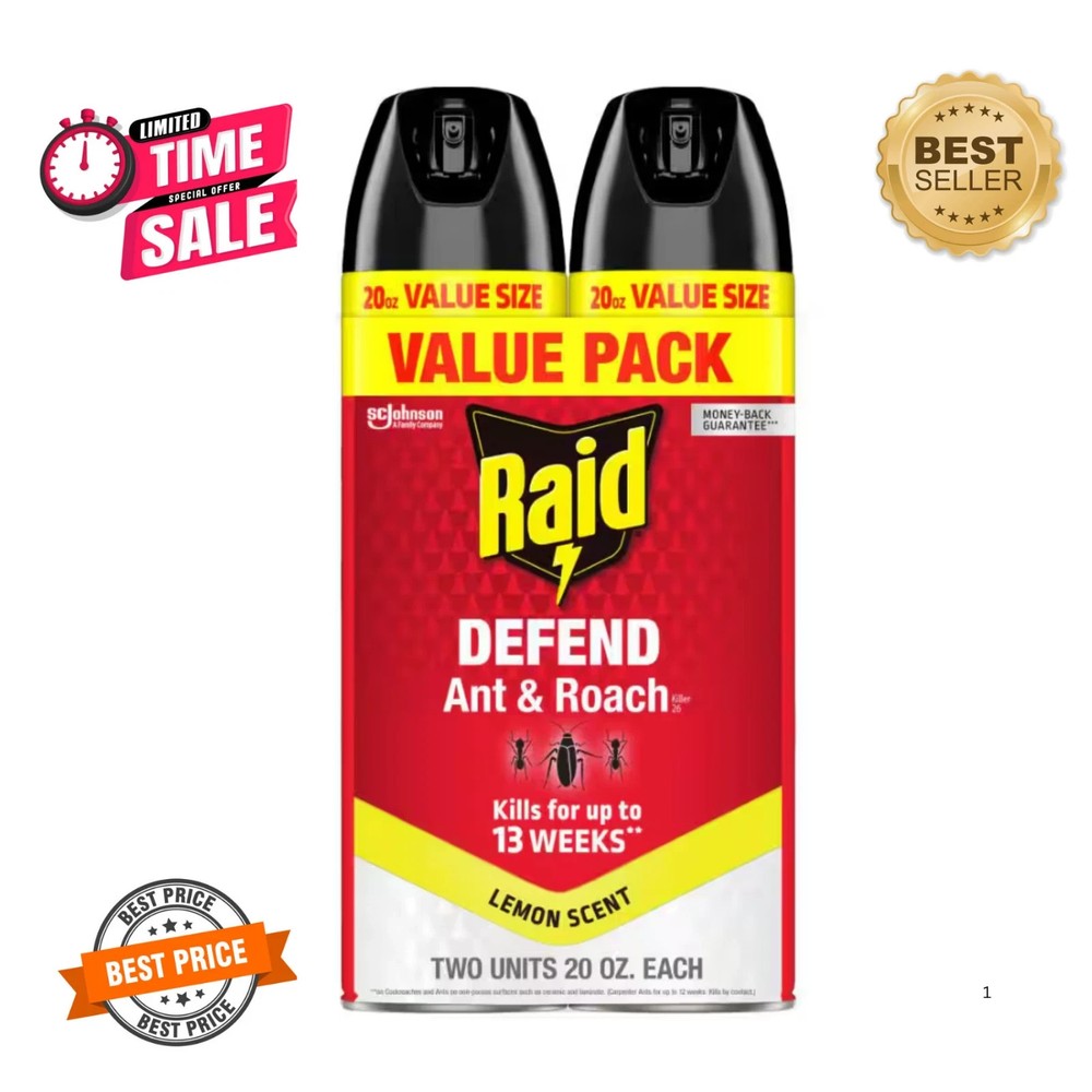 Raid Defend Ant and Roach Insect Killer, Indoor Insecticide, 20 oz. (2-Pack)