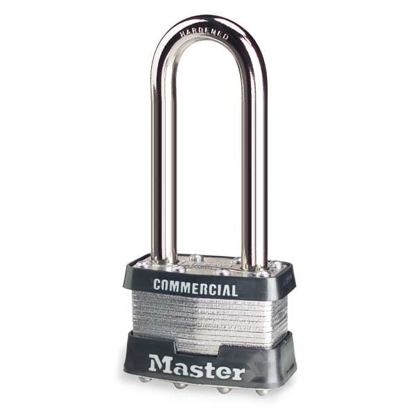 Master Lock 1Lj Padlock, Keyed Different, Long Shackle, Rectangular Steel Body,