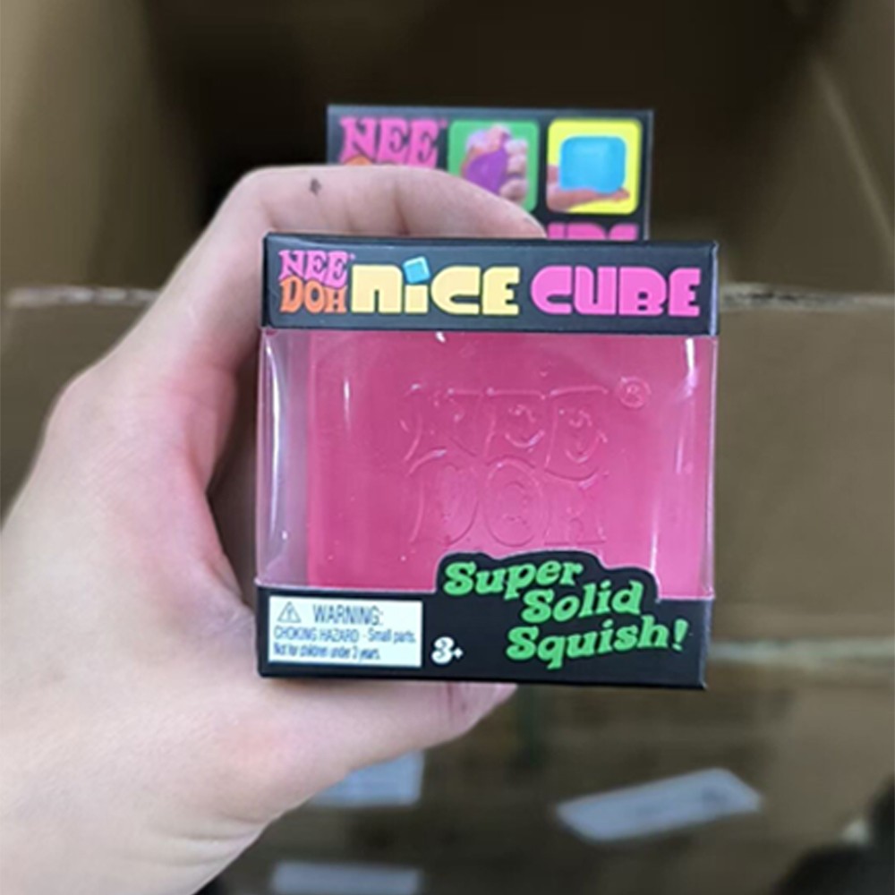 Nee Doh Nice Cubes Ice Cube Toy Fidget Super Solid Squish Pink******************