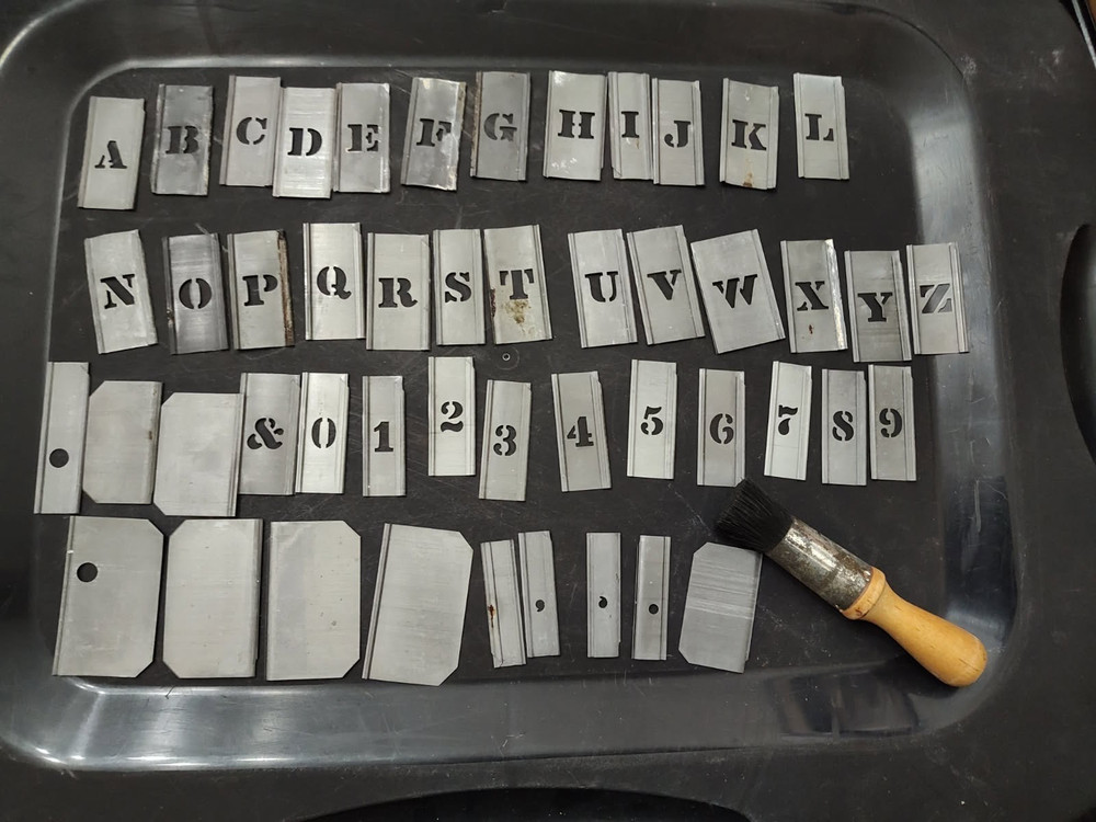 WW2 USGI 1944 Dated Metal Stencil Set 99% Complete Excellent Condition