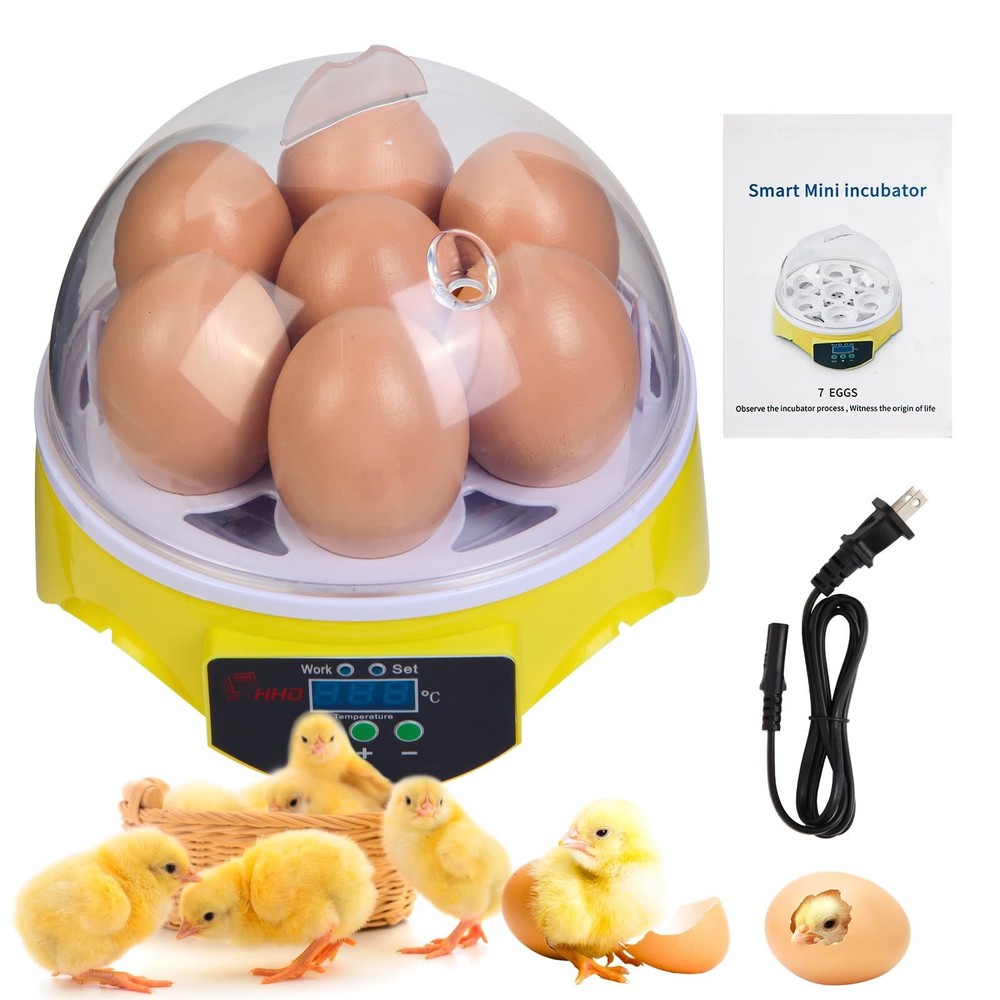 HHU Automatic 7 Eggs Egg Incubator Digital Temperature Control Poultry Hatcher